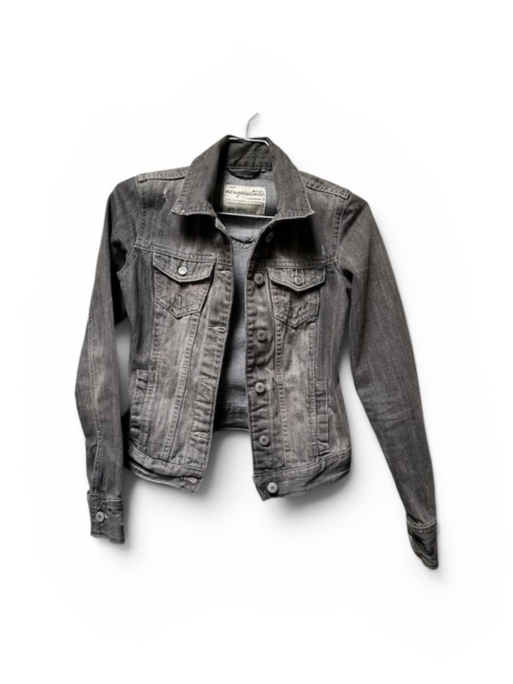 Aeropostale Gray Denim Jacket - Button-Front Trucker